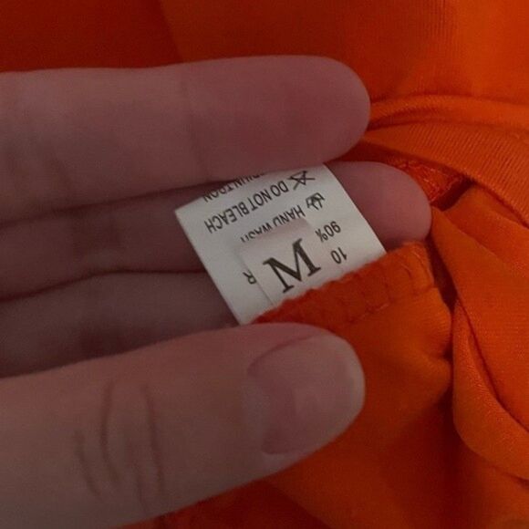 Orange Sleeveless Bodycon Asymmetrical Mini Dress Size Medium - Picture 4 of 6